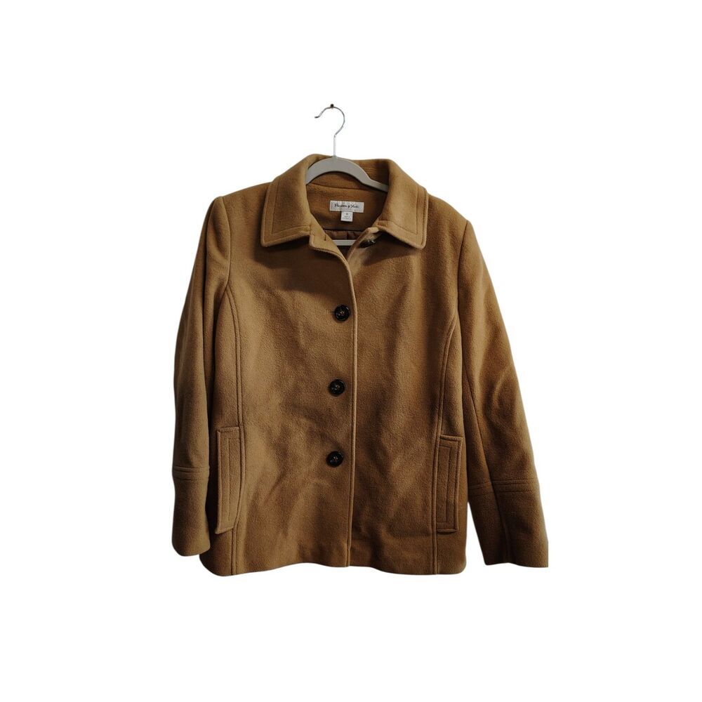 Preston & York Merino Wool blend Tan Pea Coat Size 10